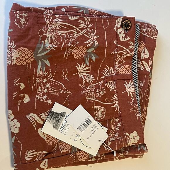 NWT Jachs NY Classic Khaki Twill Hawaii Print Bleecker Shorts - 32" Waist - Picture 6 of 8